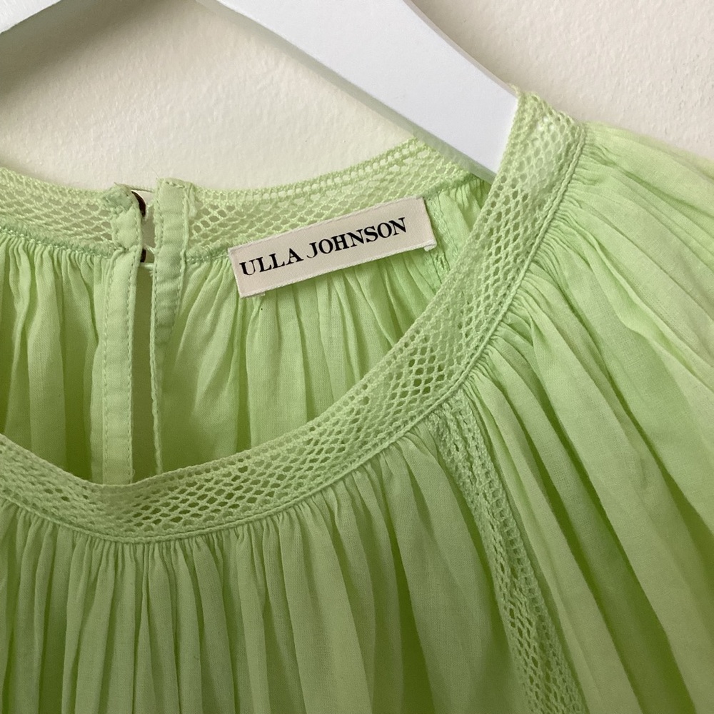 Ulla Johnson Blythe Embroidered Puff Sleeve Cotton Blouse